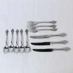 Towle Lot of 11 Silver Dinnerware Set Antique Rose 18/8 Stainless Korea