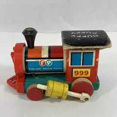 Fisher Price Huffy Puffy Train Engine #999 Wood Pull Along Toy 