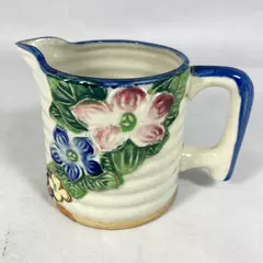 Vintage Ceramic Creamer From Occupied Japan Embossed Flowers