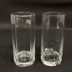 Set of 2 Clear Glass 10 Paneled Iced Tea Glasses 6.5 Inch