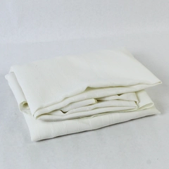 Ecru White Polyester Blend Tablecloth Round 66" Woven Textured Stripe