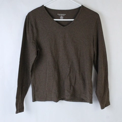 Great Northwest Brown Jersey Knit Long Sleeve Shirt Women's Sz M V Neck Top
