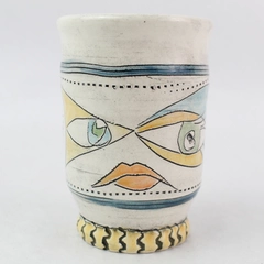 LG Gossett Ceramic Hand-Painted Etched Decorative Mini Vase 3.25" Signed