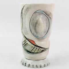 LG Gossett Ceramic Hand-Painted Etched Decorative Vase 5.75" Signed