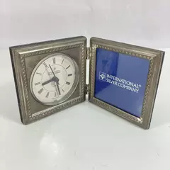 International Silver Company Silver-Plated Photo Frame With Clock 3.5 Inch Photo