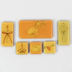 Lot of 6 Rectangular Refrigerator Magnets with Delicate Illustrations