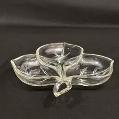 Vintage Clear Maple Leaf Divided Relish Dish 3-Section 8" Long