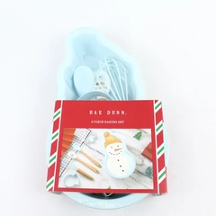 New Sealed Rae Dunn 6 Piece Christmas Snowman Baking Set with Pan and Utensils