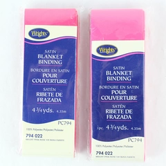 New Sealed Lot of 2 Wrights Satin Blanket Binding 4.75 Yds Bright Pink
