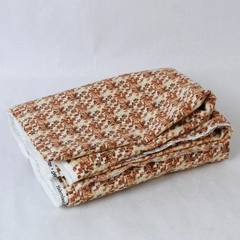 Haberdashery Fabric Piece Brown Orange Cream Geometric Crafts Sewing DIY