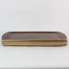 Set of 8 Vtg Coronet And Hasko Wood Grain Pattern Mid Century Wood Serving Trays