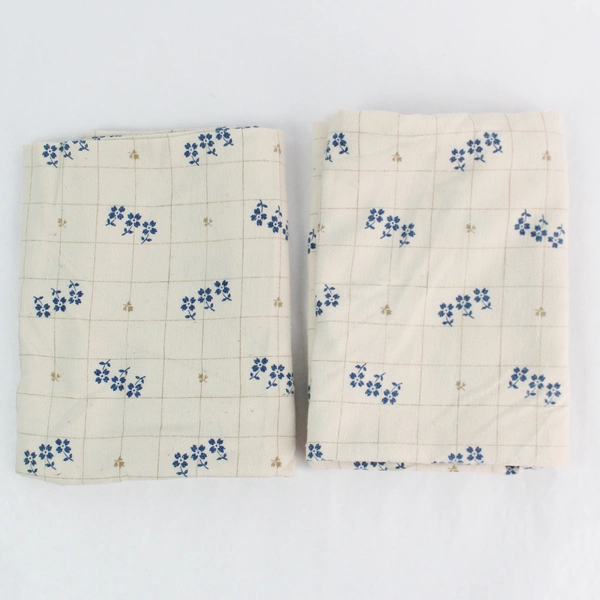 Set of 2 Flower Patterned Beige Flannel Standard Pillowcases Flawed DIY Fabric