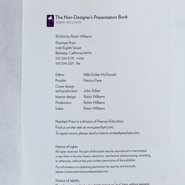 The Non-Designer's Presentation Book Robin Williams 2009 Peachpit Press PB