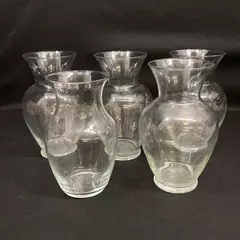 Lot of 5 Clear Glass Flower Vases 9 Inch Tall Home Decoration Centerpiece Crafts