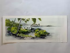 Limited Ed 1986 Lark Gery Dimond Cates Watercolor St. Peter's Church 10 x 24
