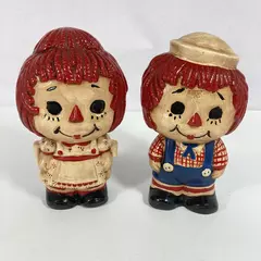 Vintage Hand Painted Raggedy Ann And Andy Chalkware Figurines 6.75 Inch