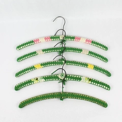 Vintage Lot of 5 Hand Crocheted Green Yarn Covered Clothing Hangers