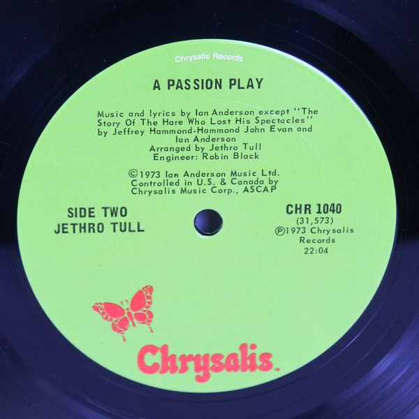 Jethro Tull A Passion Play LP Chrysalis CHR 1040 1973 Gatefold Insert