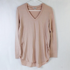 Bar III Pink V Neck Top Pull Over Shirt Long Sleeve Women's Size Small