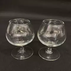 Set of 2 Vintage Clear Crystal Brandy Snifters 3.75 Inch