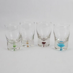 Set of 4 Shot Glasses With Colored Base Multiple Colors 3.25" Drinkware