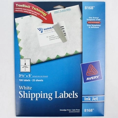 Avery 8168 Trueblock Shipping Labels 3.5" x 5" White Inkjet Open Box 24 Sheets