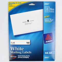  Avery 500 Labels 1" X 4" White Quick Peel Mailing Labels Ink Jet #8161