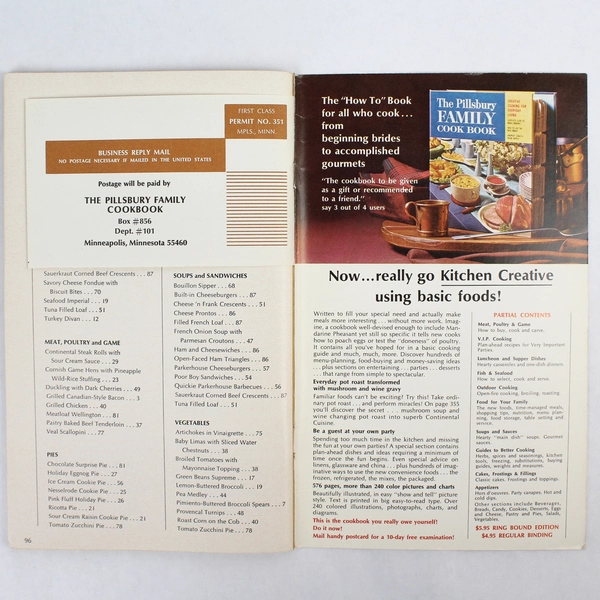 Vintage The Convenience Cookbook from Pillsbury 171 Recipes 26 Menus