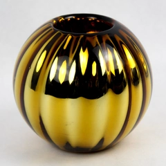 Dept 56 Hand Blown Gold Optic Mercury Glass Candle Holder