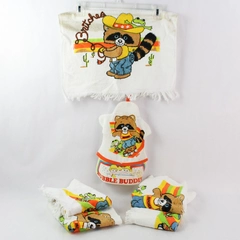 6 Pc Lot Vintage Franco Britches Bubble Buddies Bath Mitt & Hand Towels Flawed