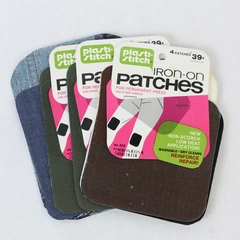 Vintage 1970's Plasti-Stitch Iron-On Patches Denim Brown Olive Green Black White
