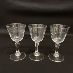 Set of 3 Clear Crystal Wine Glasses Hexagon Stems 5.25 Inch