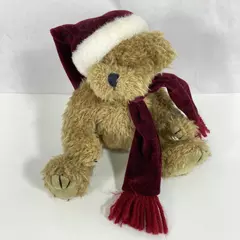 1993 Ty Jointed Christmas Teddy Christmas With Burgundy Hat And Scarf 8.5 Inch