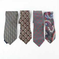 Lot of 4 Mario's Gray Blue Red Retro Patterned Men's Silk Neckties