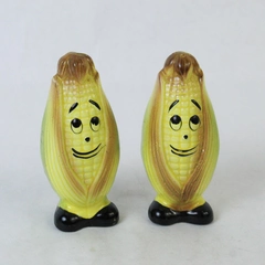 Vtg Japan Anthropomorphic Ears Of Yellow Corn Ceramic Salt And Pepper Shakers