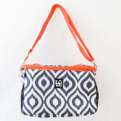 LOVE White Blue and Orange Recycled Plastic Tote Travel Zip Closure Lunch Bag
