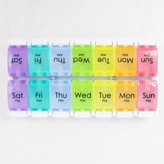 Rainbow Multicolor Plastic Two Week Travel Pill Box Organizer