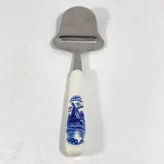 Vtg Elesva Cheese Cutter Slicer Stainless Blade Blue Windmill Porcelain Handle