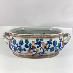 Vintage Chinese Porcelain Foot Bath Hand Paint Flowers And Koi Fish 