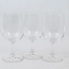 Lot of 3 Unmarked Short-Stemmed Wine Glasses Drinkware Glassware