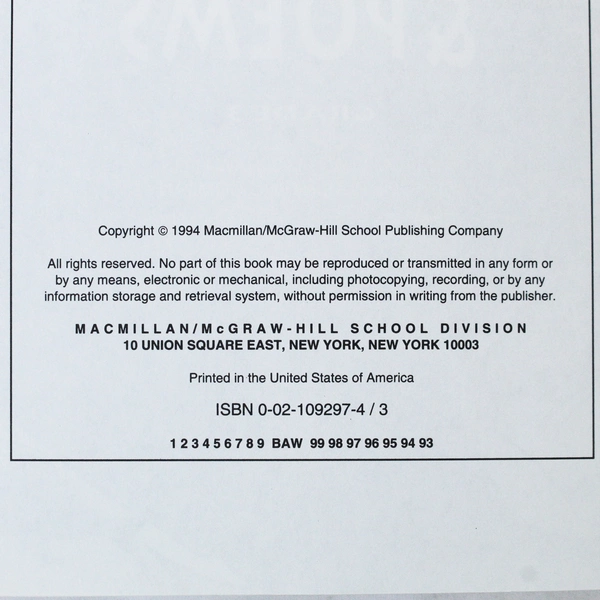 Mathematics in Action Macmillan McGraw-Hill Grade 3 Stories and Poems 1994 PB 