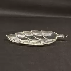 Vintage Clear Glass Leaf Shaped Candy Nut Bonbon Dish