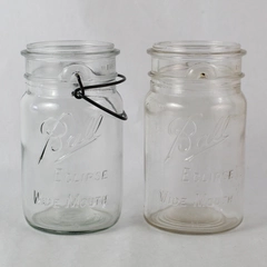 Vintage Lot of 2 Ball Eclipse Wide Mouth Jars 1 With Wire Closure No Lids Quart