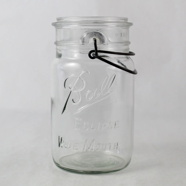 Vintage Lot of 2 Ball Eclipse Wide Mouth Jars 1 With Wire Closure No Lids Quart