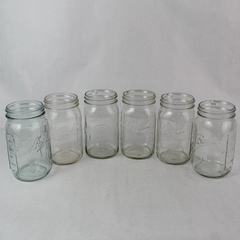 Lot of 6 Wide Mouth Quart Sized Mason Jars, 1 Golden Harvest & 5 Ball