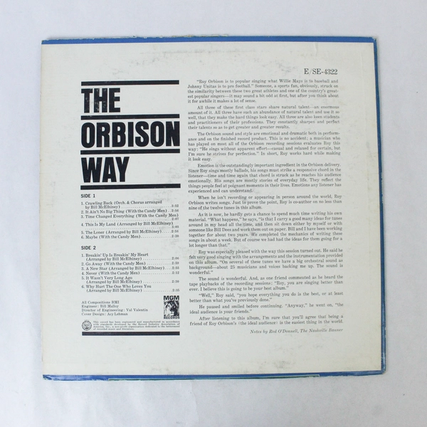 The Orbison Way Roy Orbison Record E4322 MGM Records