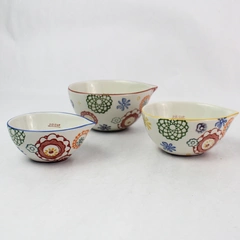 Set of 3 Pier 1 Imports Hand-Painted Stoneware Measuring Cups