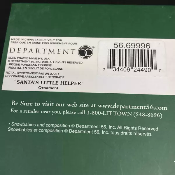 Department 56 Snowbabies Guest Collection Santa's Little Helper Ornament 69996