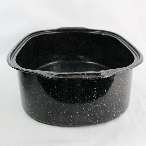 Vintage Splatterware Roasting Pan with Metal Handles and Lid