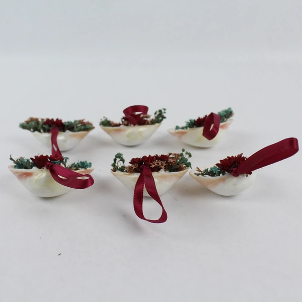 Set of 6 Handmade Beach Shell Christmas Tree Ornaments